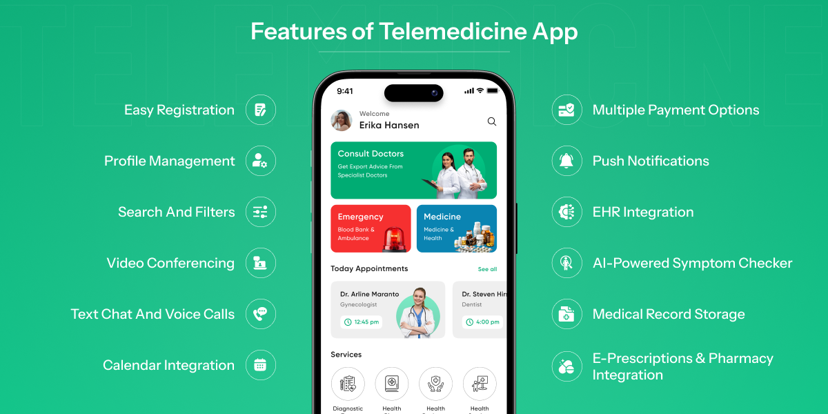 telemedicine app features