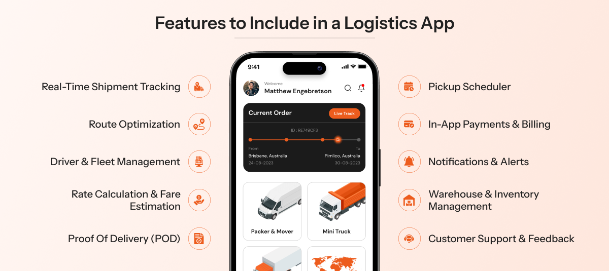logistics app features