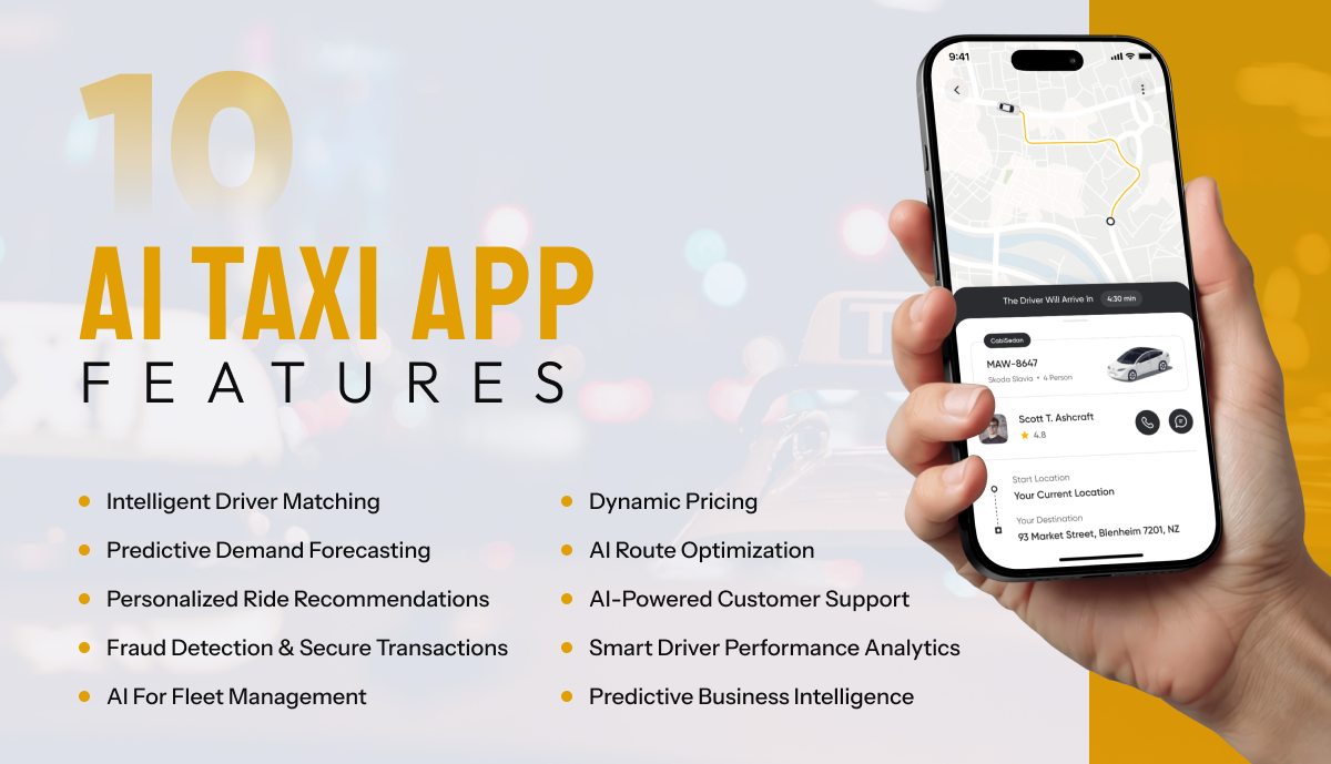 AI taxi app features